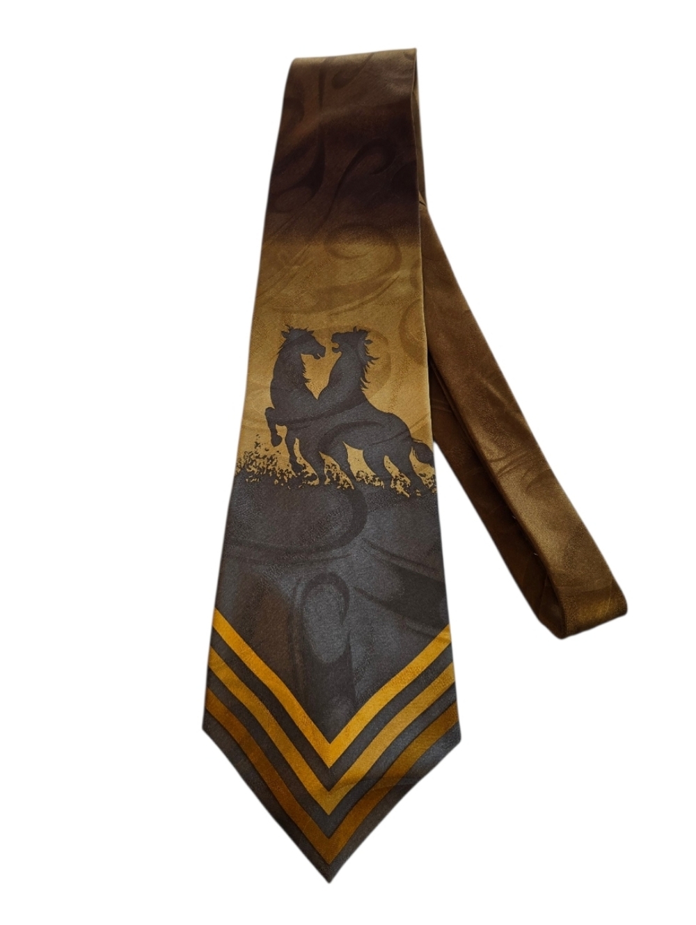 Roper Mustang Brown Gold Ombre Vintage Silk Necktie
